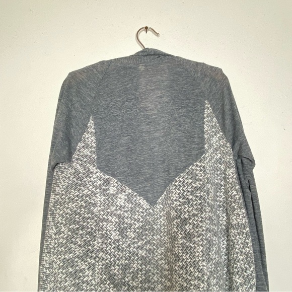 TINY gray white open waterfall hi low raw hem cardigan - Picture 6 of 10